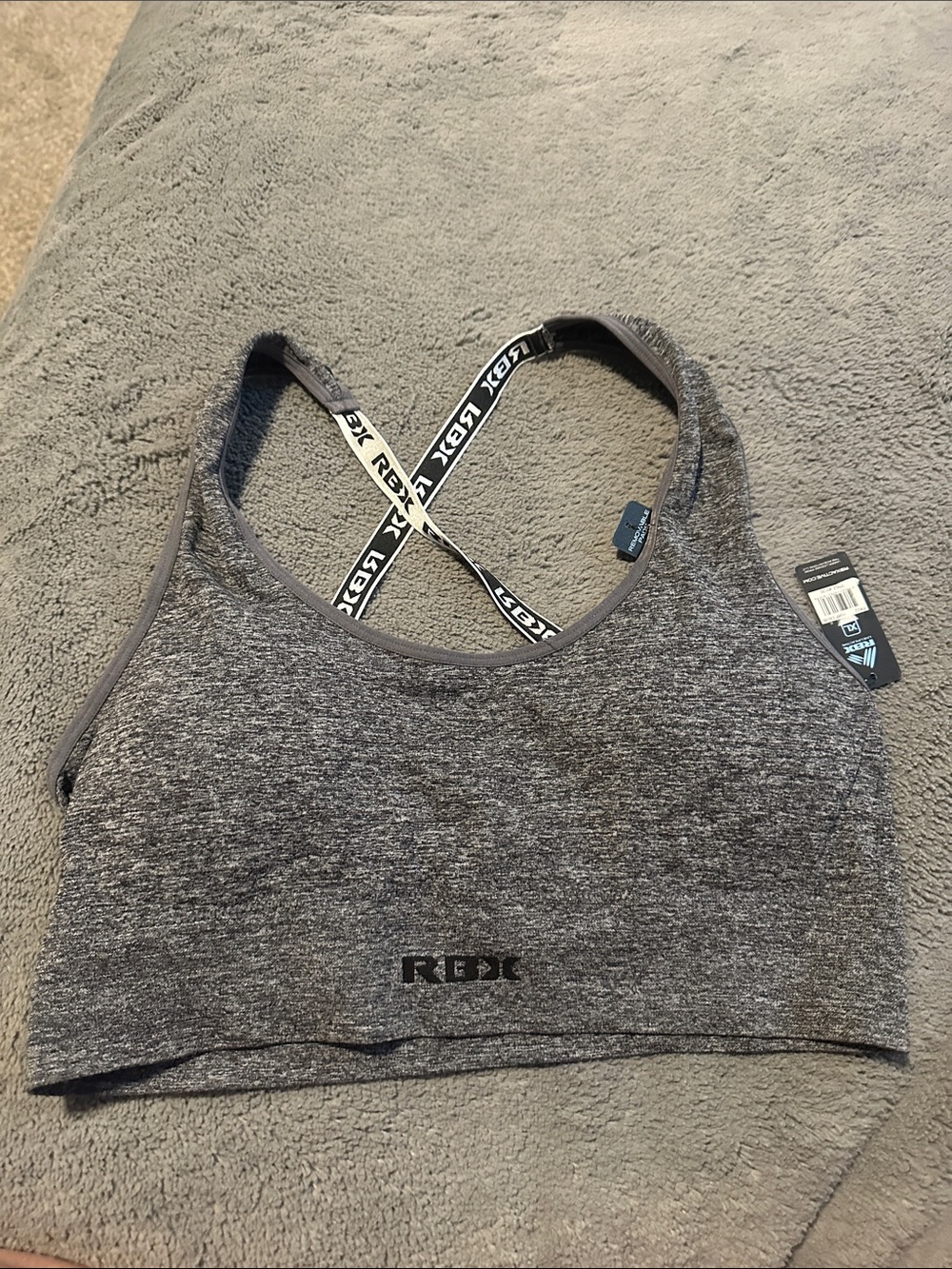 RBX Heather Gray Seamless Crossback Sports Bra